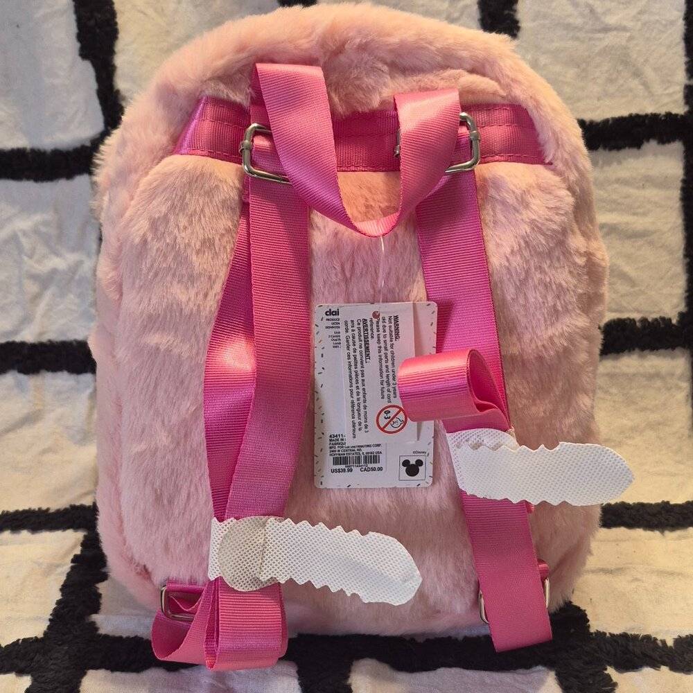NEW Disney Munchlings Minnie Mouse Cupcake Mini Faux Fur Pink Backpack Purse - Picture 3 of 6